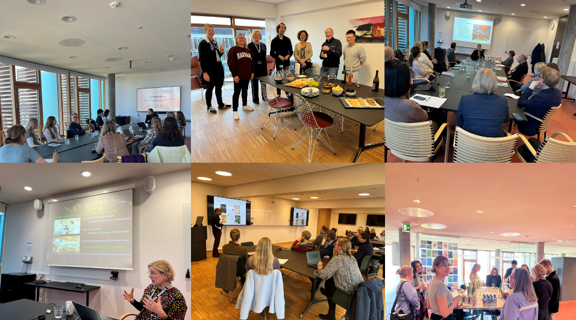 Six photos are shown of scholars gathered in workshop settings for pilot program, SCANCOR-Scandinavia